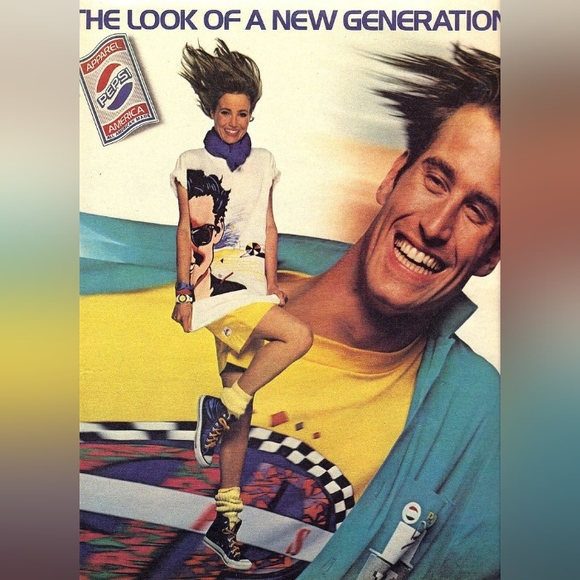 Pepsi 80s Women's Girls Neon Geometric Crop Top Costume Design Deadstock - Picture 11 of 11